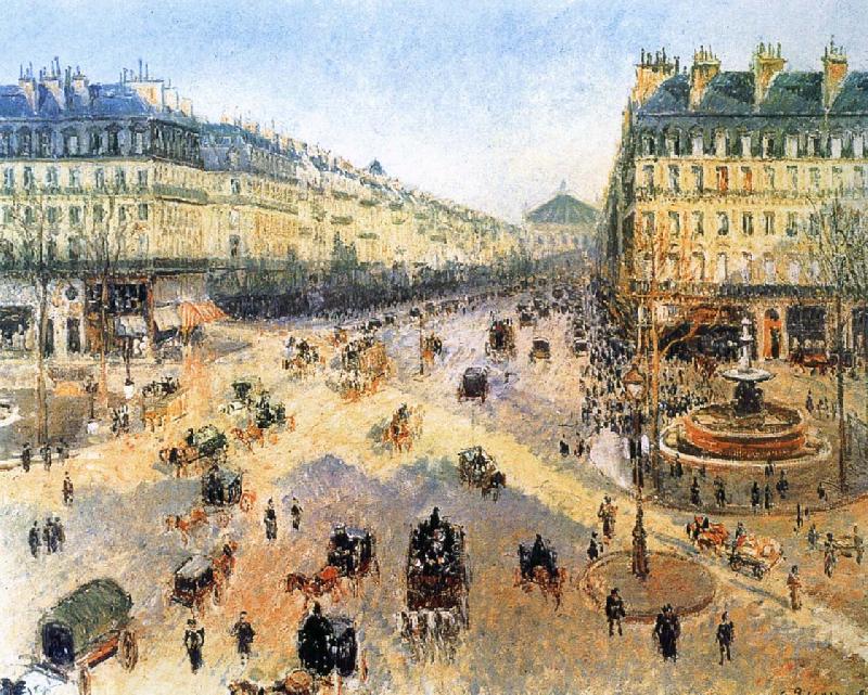 Camille Pissarro Theater Square, the French winter morning China oil painting art